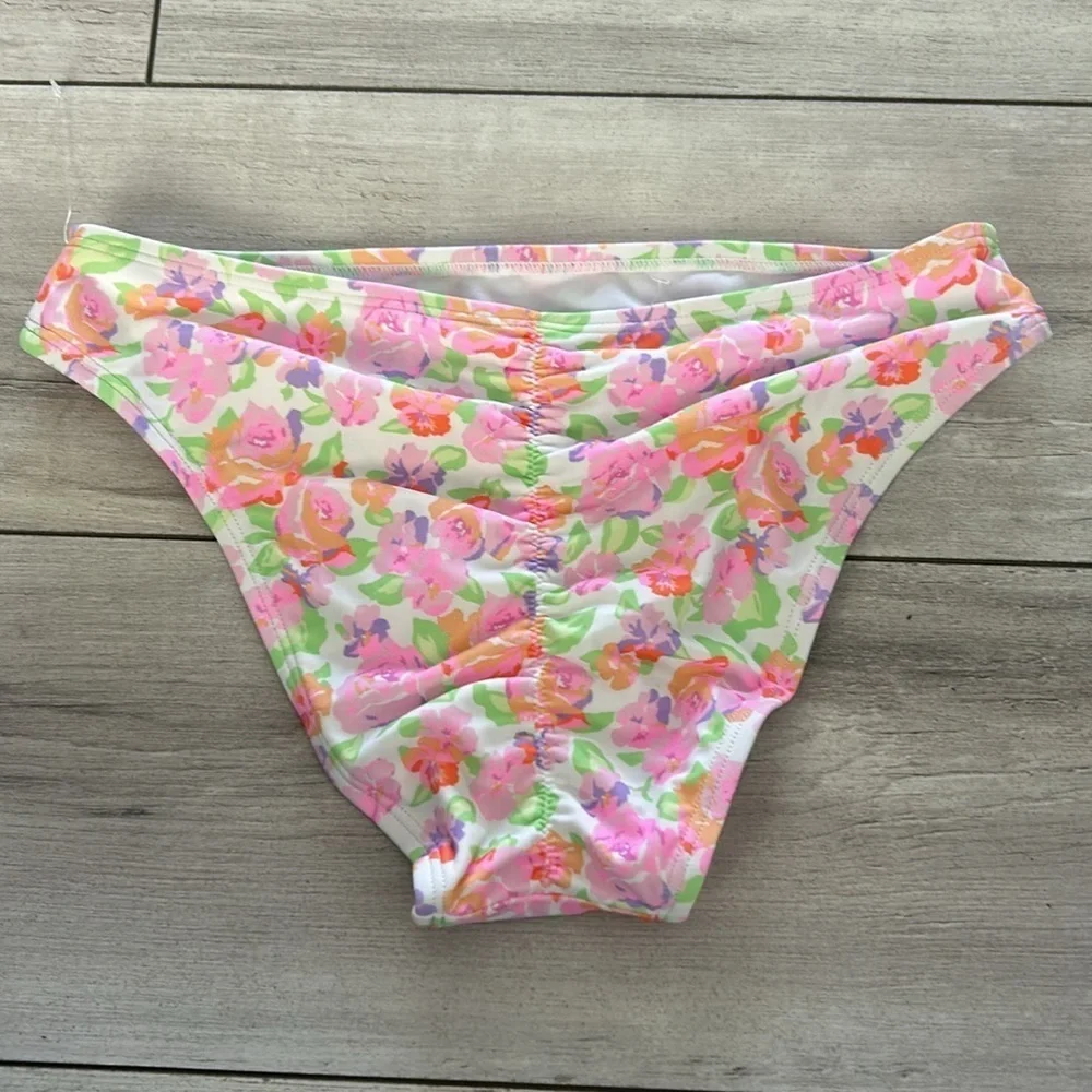 Ninety-Nine pastel roses bikini swim bottoms size XS NEW